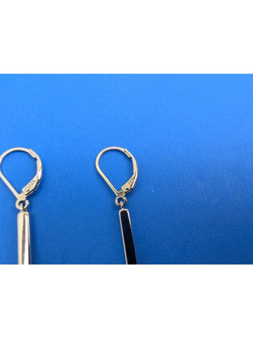 Sterling Silver 925 Square Long Bar Drop Earrings 1.25" - Picture 2 of 8